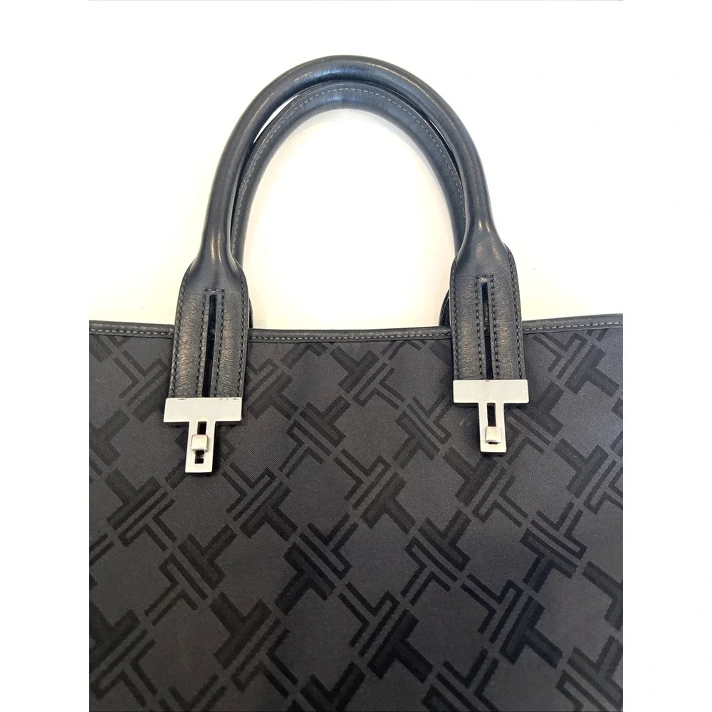 Tumi Sinclair Nina Commuter Black Tote|Bag. Open Top. Coated Nylon. Leather Trim - Picture 4 of 5